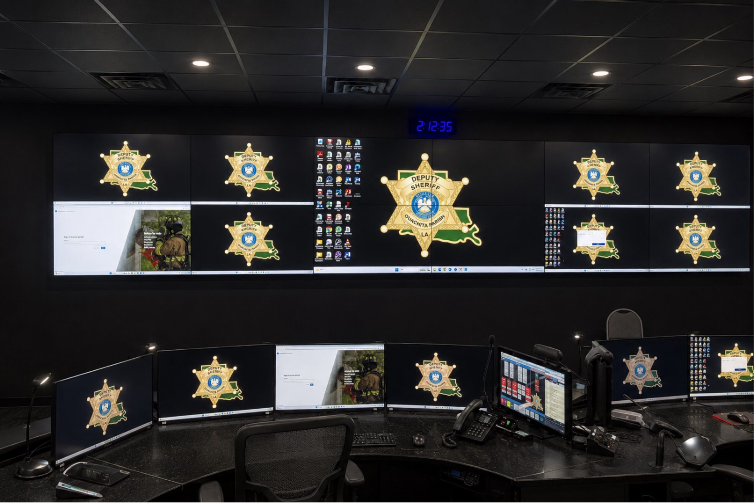 Law enforcement real-time crime center video wall by Go Media