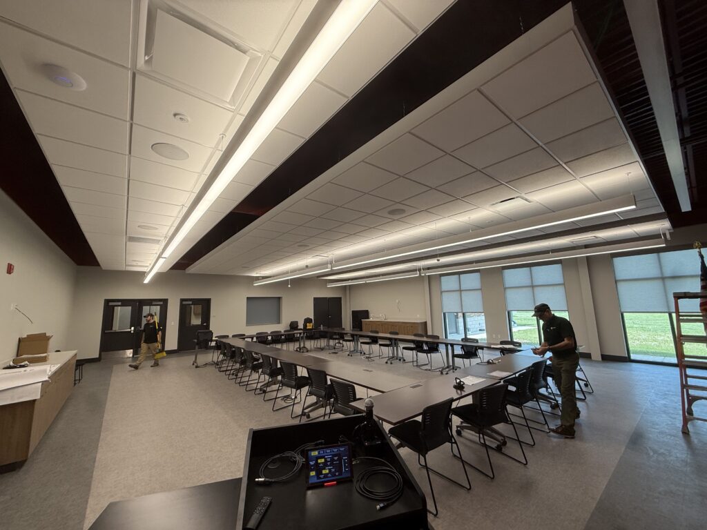 Multipurpose meeting and training room inside the Thibodaux Volunteer Fire Department Operations Center