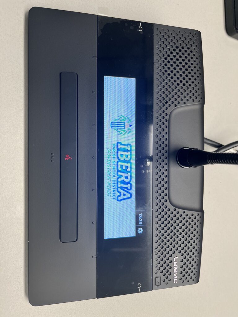 Iberia Parish School District meeting microphone with integrated AV controls